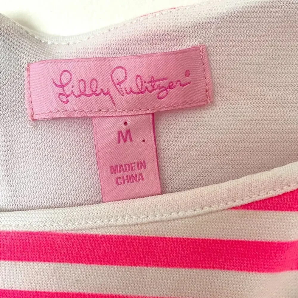 Lilly Pulitzer Pink Striped Briella Dress Sz M - Picture 4 of 8